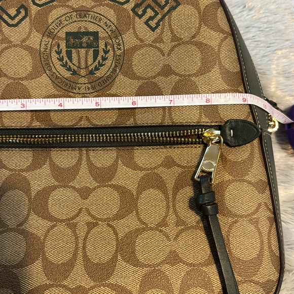 Coach Green & Brown Monogram Small Backpack Like New With Gold Hardware - Picture 9 of 11